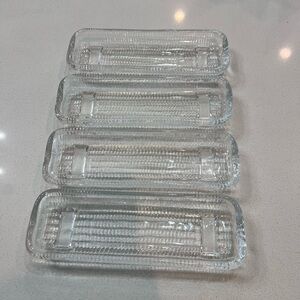Vintage Clear Heavy Crystal Glass Corn on the Cob Holders Stackable Set Of 4